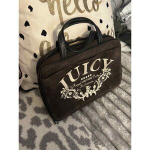 Y2k juicy couture velour makeup cosmetic organizer bag case